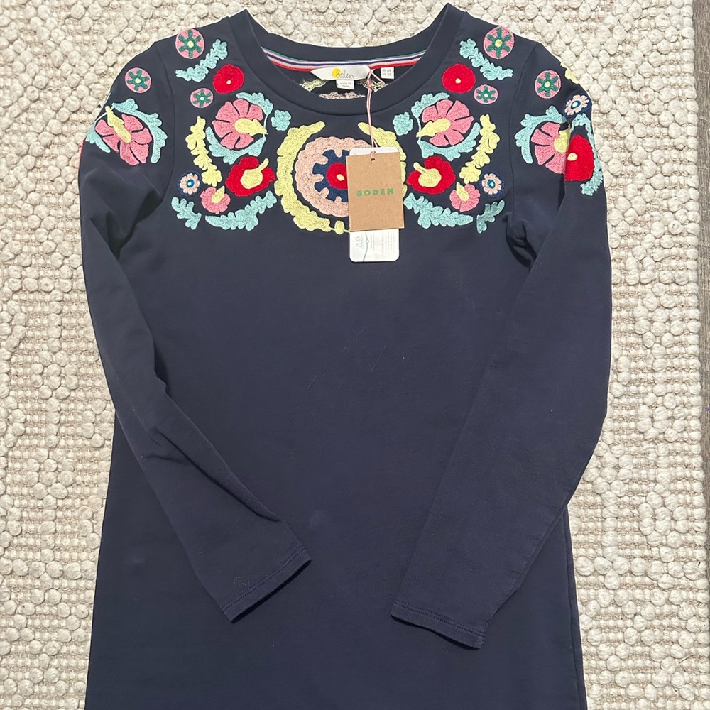 Boden Navy Dress with Colorful EmbroideryNEW WITH TAG